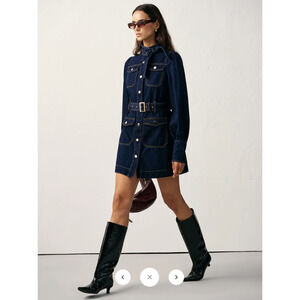 Copied - Commense Belted Button-Front Denim Dress Sz S